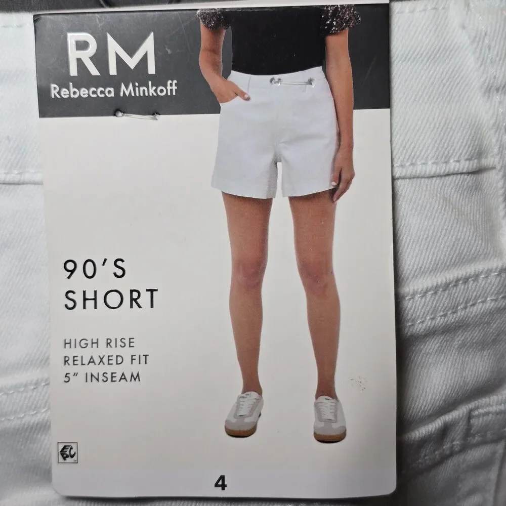 RM Rebecca Minkoff Women's High Rise 90s Shorts White Size 4 NWT Defect - Picture 7 of 11